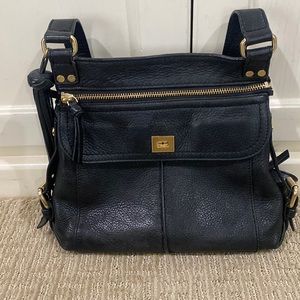Black leather DVF Elaine festival handbag